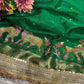 Green Nandi Maharani Saree With Embroidery and Zari Border Work