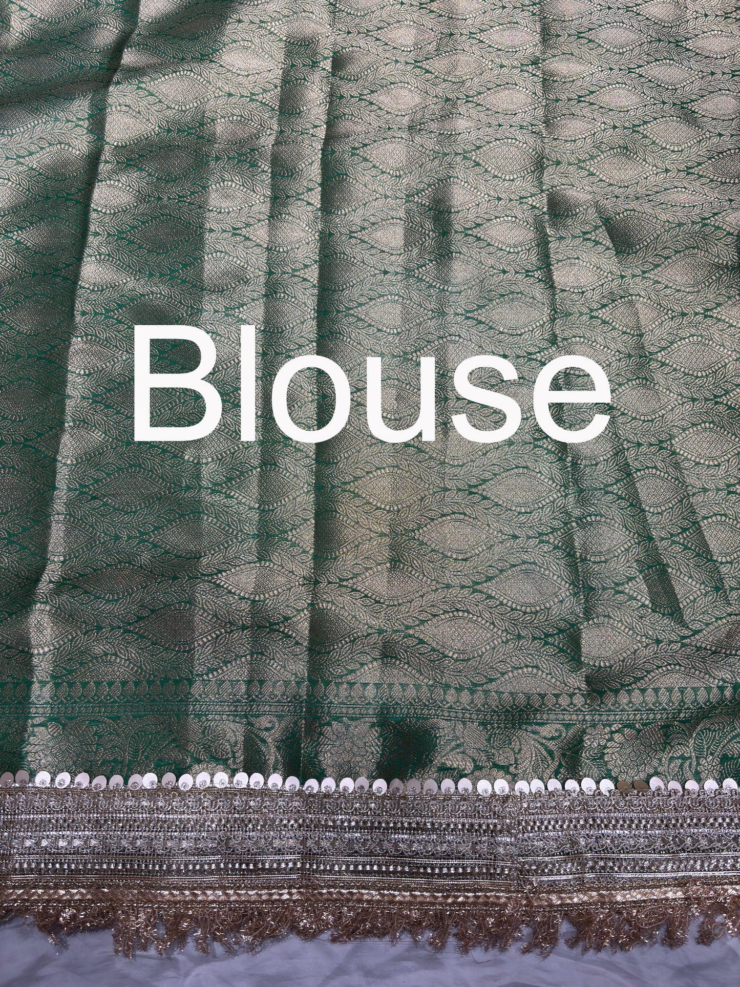 Green Nandi Maharani Saree With Embroidery and Zari Border Work