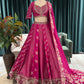 Navy Blue Embroidered Silk Lehenga Choli Set for Wedding