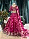 Rani Pink Embroidered Silk Lehenga Choli with Dupatta