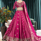 Rani Pink Embroidered Silk Lehenga Choli with Dupatta