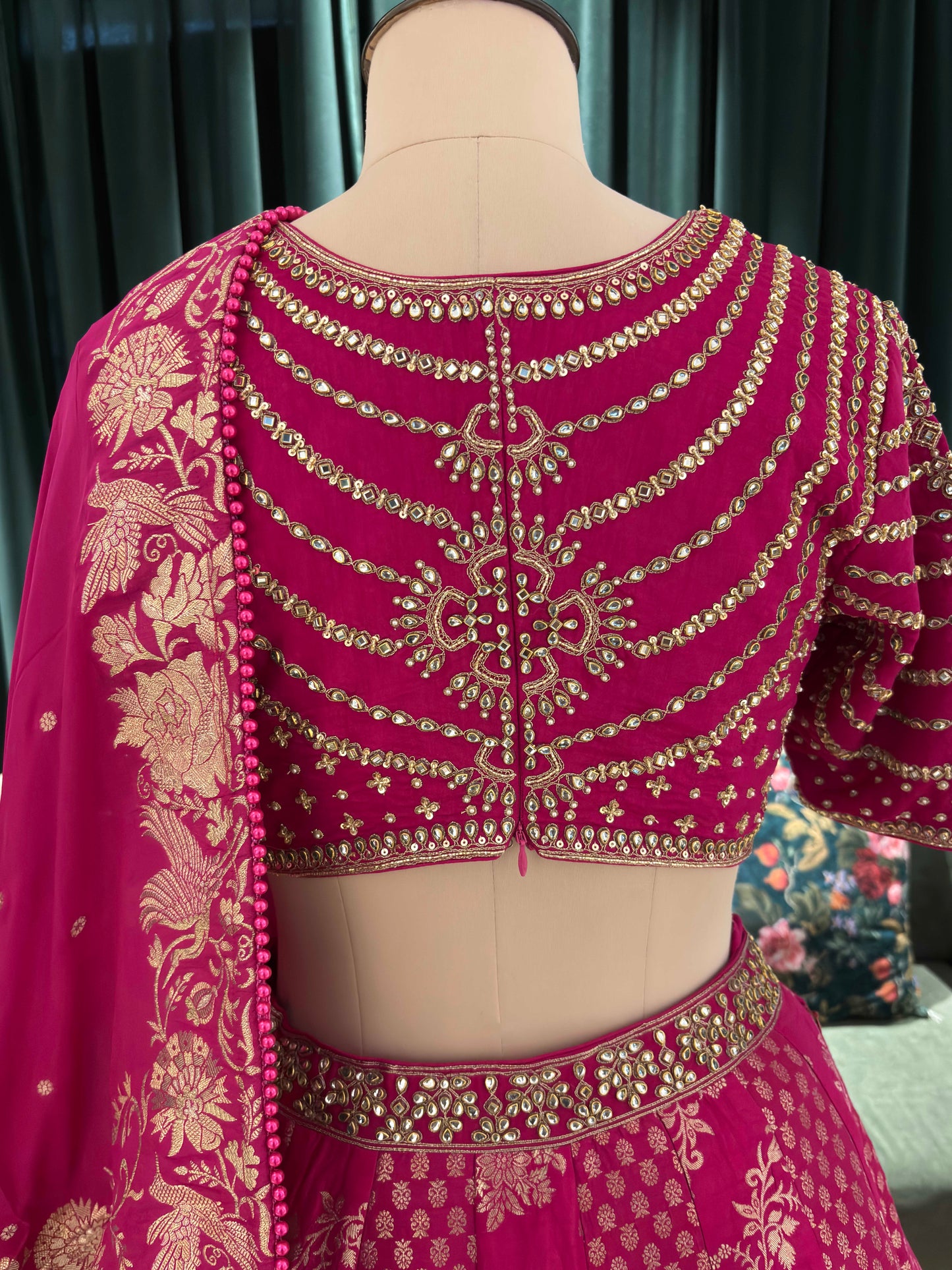Rani Pink Embroidered Silk Lehenga Choli with Dupatta