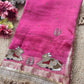 Rani Pink Royal Pichwai Motif Saree with Hand Embroidery & Gold Border