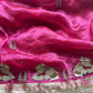 Rani Pink Royal Pichwai Motif Saree with Hand Embroidery & Gold Border
