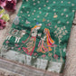 Krishan Leela Saree with Peacock Embroidery and Heavy Golden Border