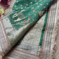 Krishan Leela Saree with Peacock Embroidery and Heavy Golden Border