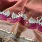 Rajhansani Peach Designer Saree with Lotus Embroidery Golden Border