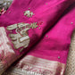 Rani Pink Gajraj Motif Saree with Pearl Handwork & Ornate Zari Border