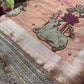 Peach Royal Nandi Motif Saree with Lotus Handwork & Ornate Gold Border