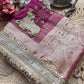 Magenta Nandi Motif Saree with Lotus Handwork & Ornate Gold Border