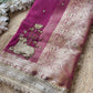 Magenta Nandi Motif Saree with Lotus Handwork & Ornate Gold Border