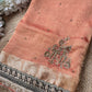 Peach Ashva Maharani Embroidered Saree with Black & Gold Border
