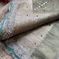 Sage Green Sisa Maharani Saree with Embroidery & Silver Border