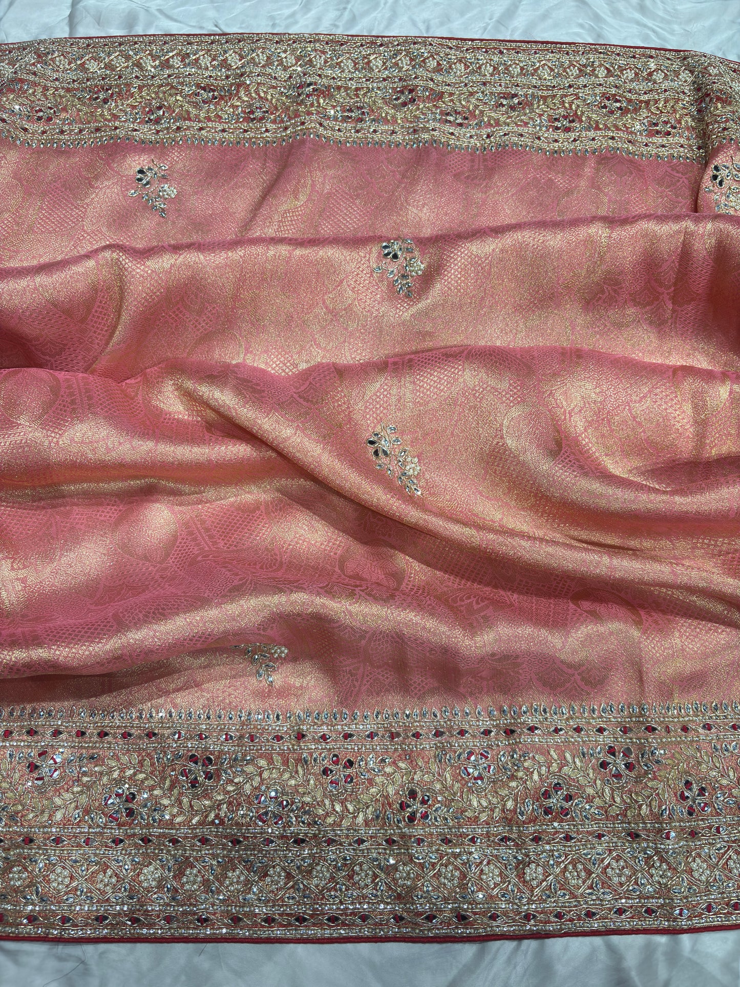 Rich Pink Kanchipuram Silk Saree with Heavy Zari Weaving & Designer Border