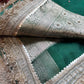 Green Royal Nandi Motif Saree with Hand Embroidery & Gold Border