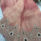 Peach Pink Kanchipuram Silk Saree with Heavy Embroidered Stone Work Border