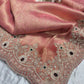 Peach Pink Kanchipuram Silk Saree with Heavy Embroidered Stone Work Border