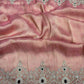 Peach Pink Kanchipuram Silk Saree with Heavy Embroidered Stone Work Border