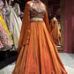 Rust Orange Lehenga Choli with Heavy Embroidered Blouse & Dupatta