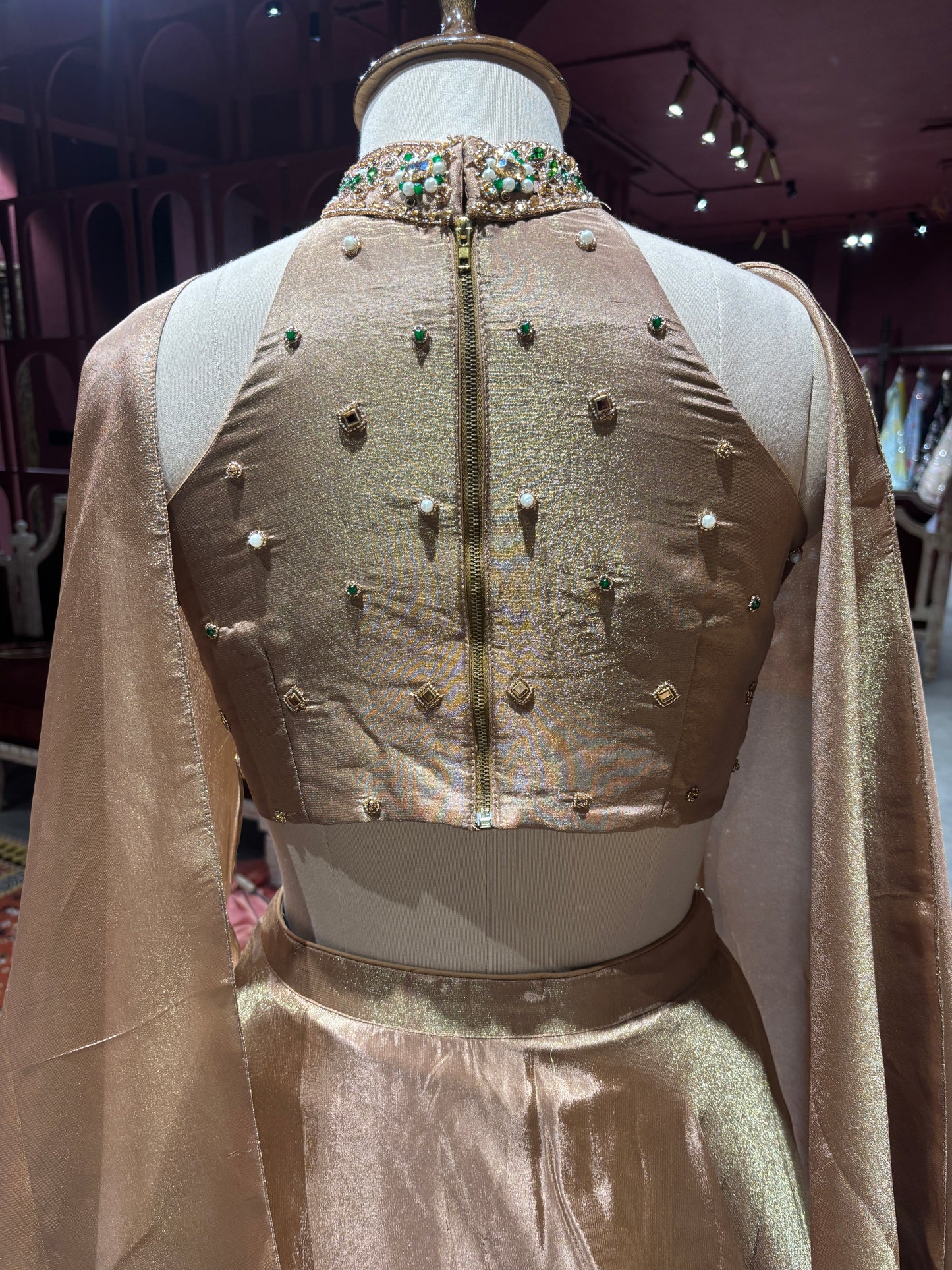 Golden Designer Lehenga Choli with Heavy Embroidered Blouse & Dupatta