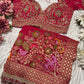 Majestic Red Bridal Saree with Golden Embroidery