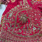 Majestic Red Bridal Saree with Golden Embroidery