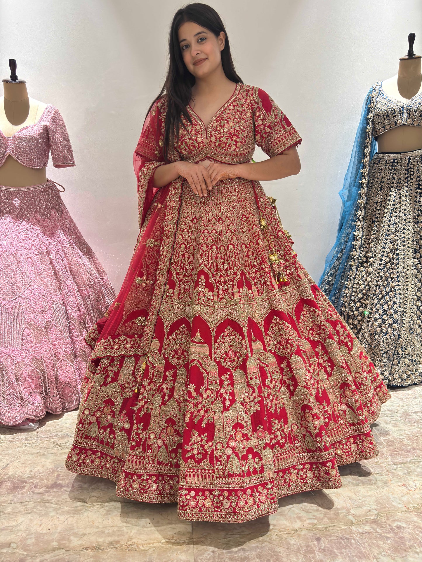 Regal Bridal Lehenga with Exquisite Golden Embroidery