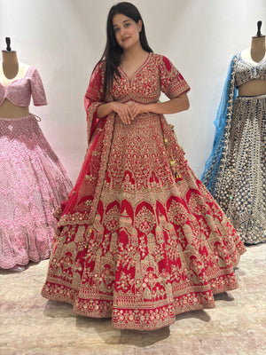 Regal Bridal Lehenga with Exquisite Golden Embroidery
