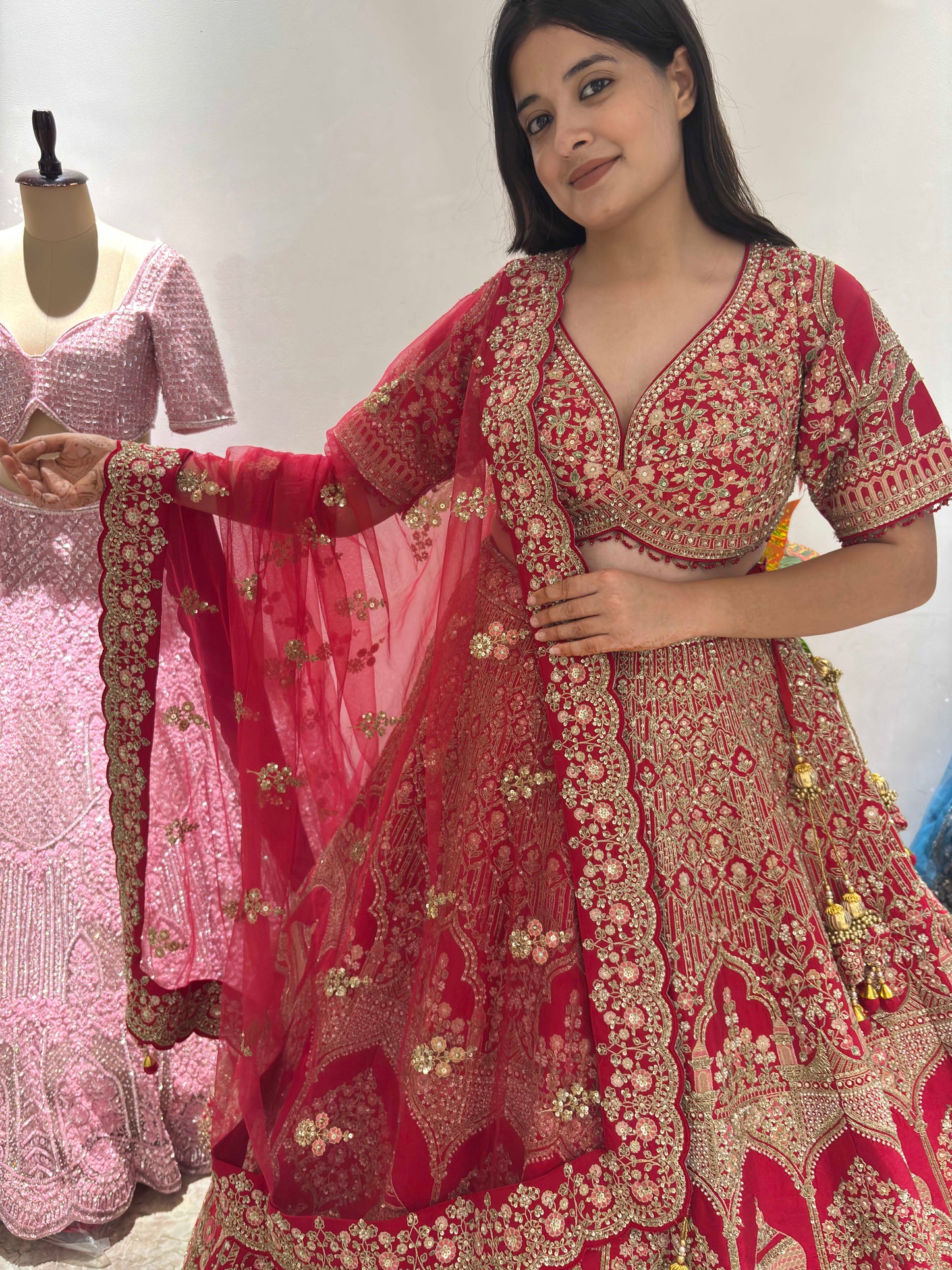 Regal Bridal Lehenga with Exquisite Golden Embroidery