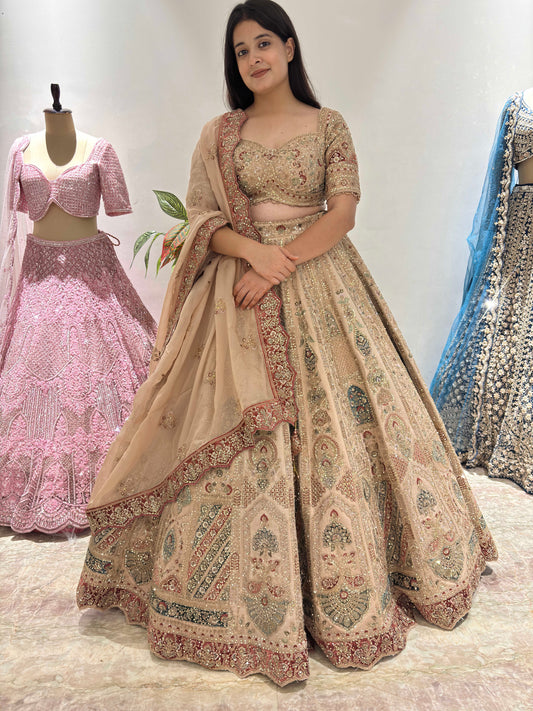 Embroidered Bridal Lehenga with Exquisite Handcrafted Detailing
