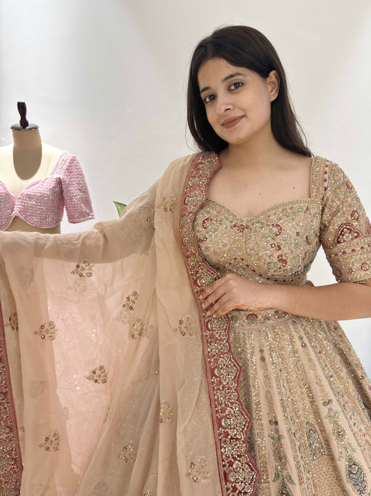 Embroidered Bridal Lehenga with Exquisite Handcrafted Detailing