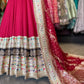 Designer Inspired Red Silk Multicolor Embroidered Lehenga Set