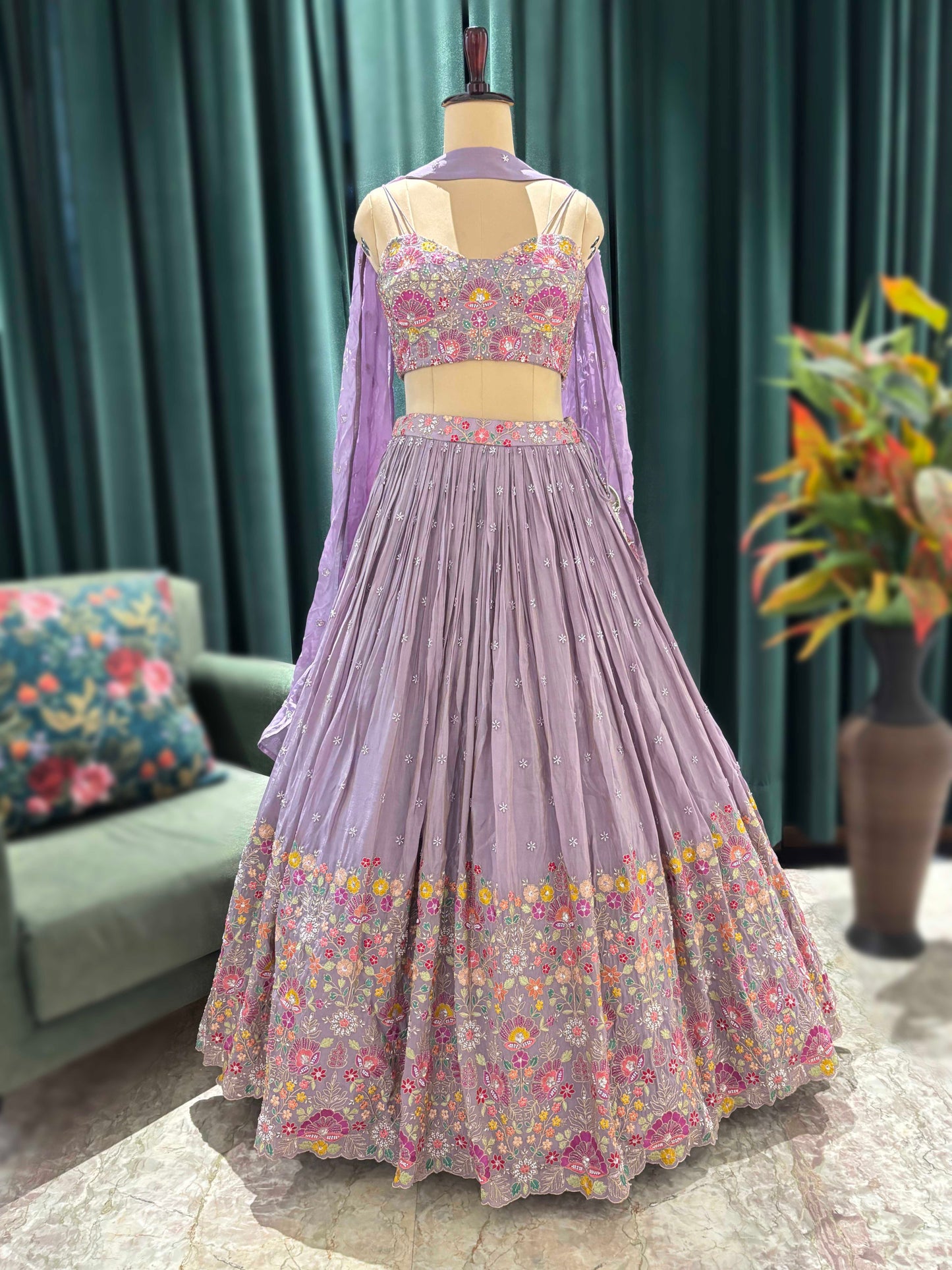 Elegant Lehenga with Cutdana Thread & Sequins Work
