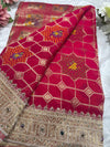 Opulent Rani Saree with Geometric Gold Motifs