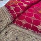 Opulent Rani Saree with Geometric Gold Motifs