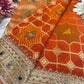 Grand Radiant Orange Saree with Gemstone Border