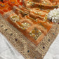 Grand Radiant Orange Saree with Gemstone Border