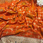 Grand Radiant Orange Saree with Gemstone Border