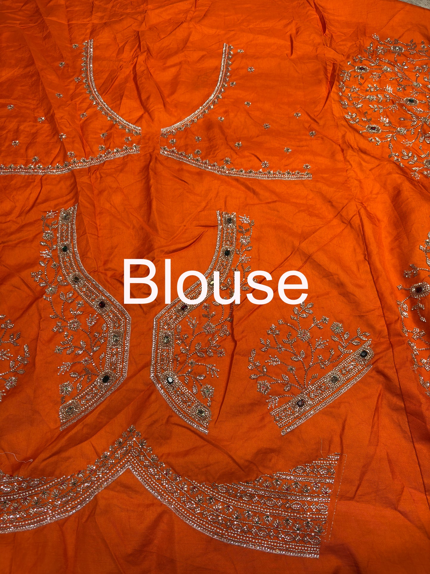 Grand Radiant Orange Saree with Gemstone Border