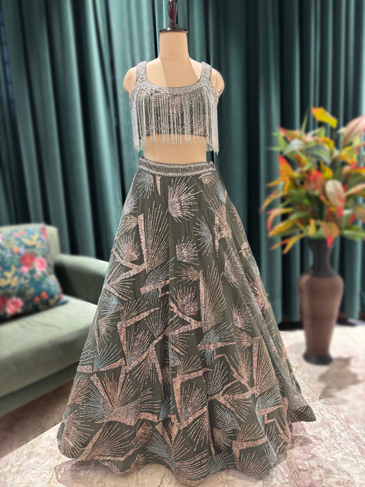 Intricate Embellished Lehenga with Modern Blouse