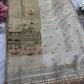 Ganga Ghat Golden Beige Saree with Mirror & Boat Motifs