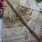 Ganga Ghat Golden Beige Saree with Mirror & Boat Motifs