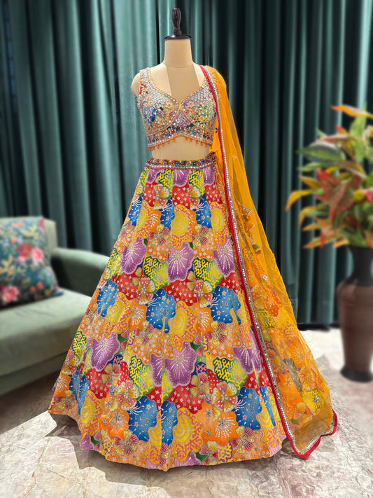 Multicolor Patchwork Embroidered Lehenga Set