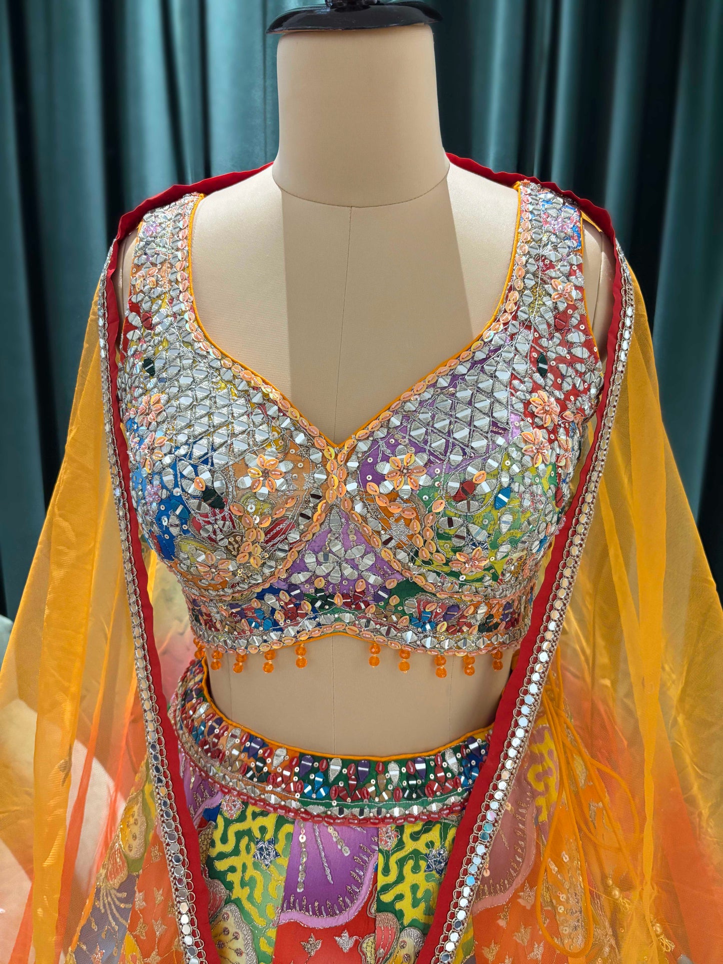 Multicolor Patchwork Embroidered Lehenga Set
