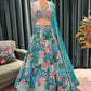 Teal Blue Multicolor Embroidered Lehenga Set