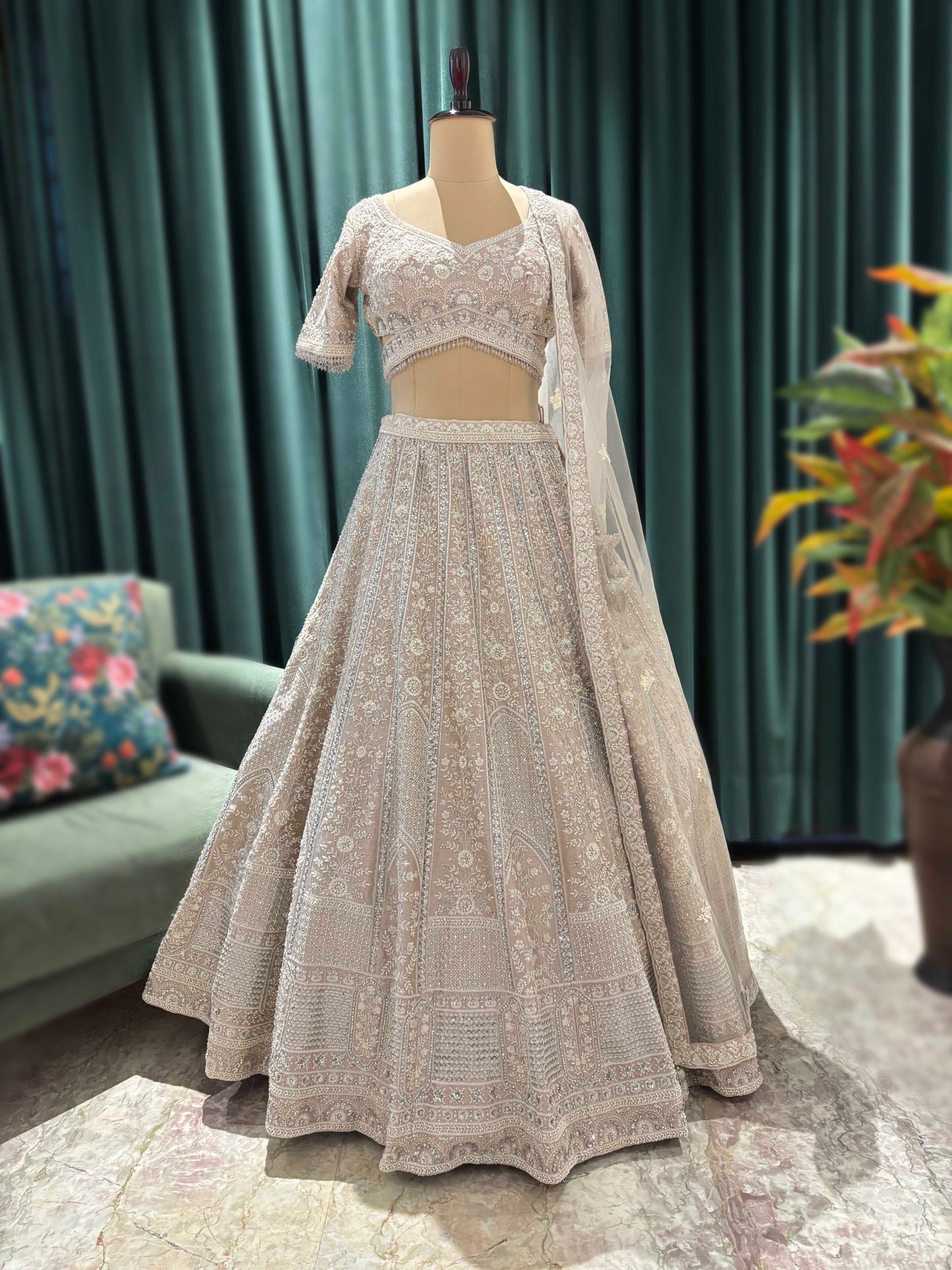 Detailed Embellished Occasion Lehenga with Sequins Work