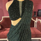 Designer Emerald Green Drape Saree With Designer Blouse