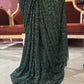Designer Emerald Green Drape Saree With Designer Blouse