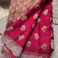 Deep Maroon Zardozi Embroidered Blouse with Designer Saree