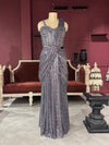 Powder Blue Grand Drape Sarees With Designer Blouse
